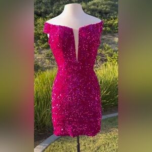 Sequin Raspberry Pink Dress 4775
